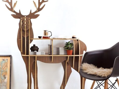 Laser Cut 3D Deer Shelf Bookcase Furniture Free Vector