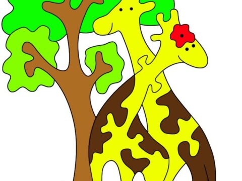Laser Cut Giraffe Jigsaw Puzzle Free Vector