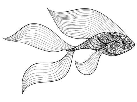Zen Tangle Stylized Gold Fish Free Vector