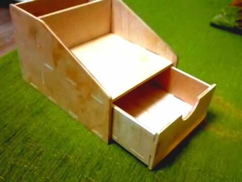 Laser Cut Mini Pencil Organizer with Drawer 4 mm DXF File