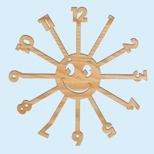 Laser Cut Sun Kids Room Wall Clock Free Vector