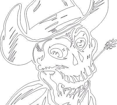 Skull Cowboy Hat DXF File