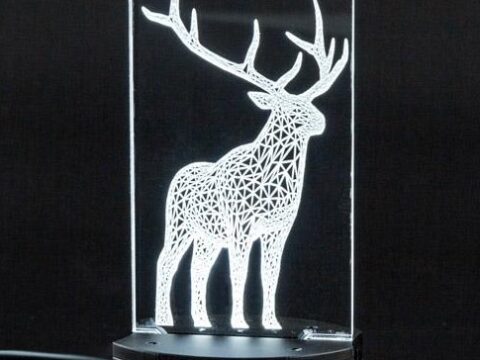 Laser Cut Christmas Deer Acrylic 3D Night Light DXF File