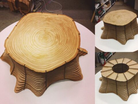 Tree Base Shaped Table Stool Chair Laser Cut Free Vector