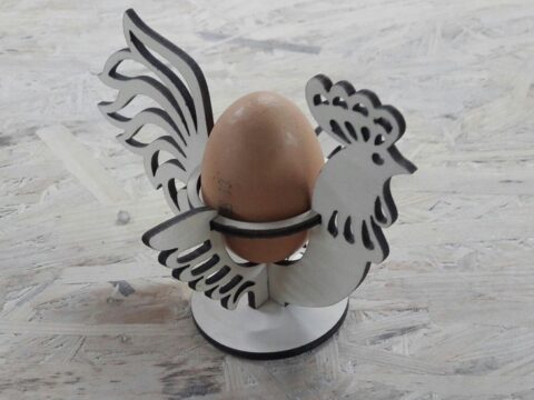 Laser Cut Easter Rooster Easter Egg Display Stand Free Vector