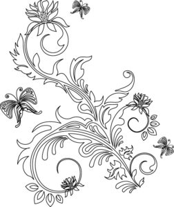 Vector Floral Line Art Free Vector