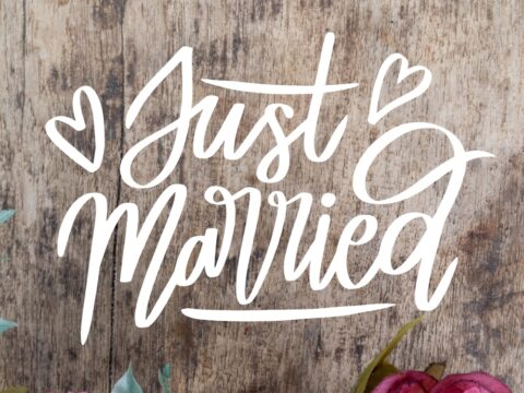 Laser Cut Engrave Just Married Decor Free Vector