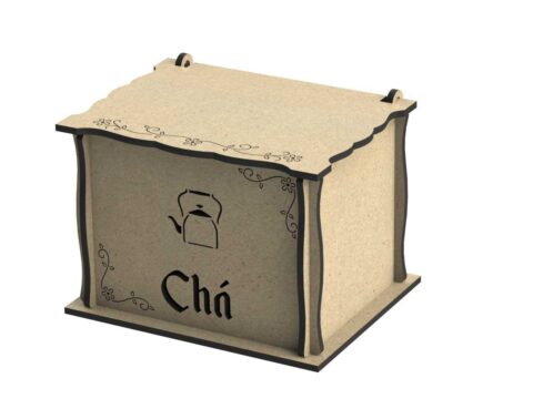 Laser Cut Engraved Wooden Tea Box With Lid DXF File