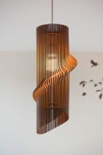 Laser Cut Wooden Wave Pendant Lamp Free Vector