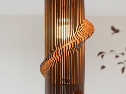 Laser Cut Wooden Wave Pendant Lamp Free Vector