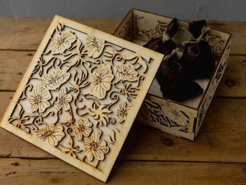 Laser Cut Wooden Decorative Gift Box Free Vector