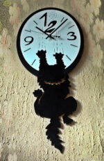 Laser Cut Insolent Cat Wall Clock Free Vector