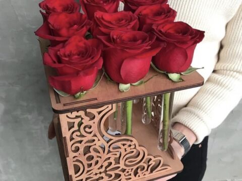 Laser Cut Rose Flower Stand Free Vector