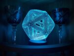 Laser Cut Icosahedron 3D Night Light Acrylic Optical Illusion Lamp Free Vector