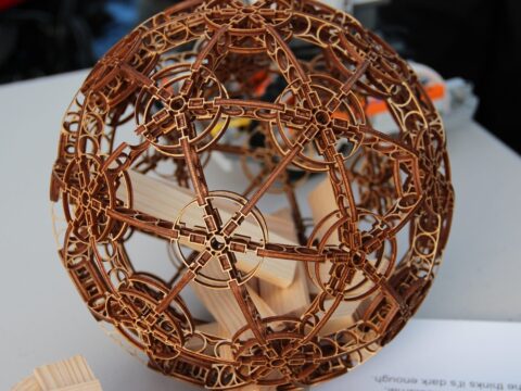 Laser Cut Wooden Decorative Sphere Free Vector