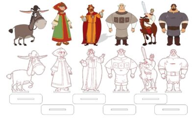 Fairy Tale Characters with Stand Laser Cut Magnets Free Vector