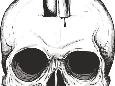 Sword Skull Print Free Vector