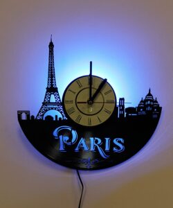 Laser Cut Paris France Vinyl Record Wall Clock DXF File