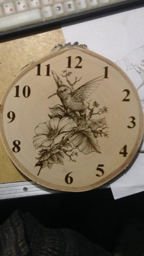 Laser Engraving Bird And Flowers Clock Template Free Vector