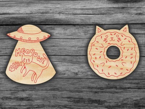 Laser Cut Cats Magnets Icons Free Vector