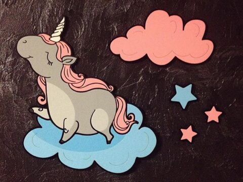 Unicorn Clouds Star Laser Cut Engraving Template Free Vector