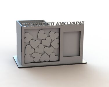 Laser Cut Pen Holder Organizer With Photo Frame Wish Box Free Vector