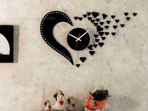 Laser Cut Love Design Flying Hearts Wall Clock Free Vector