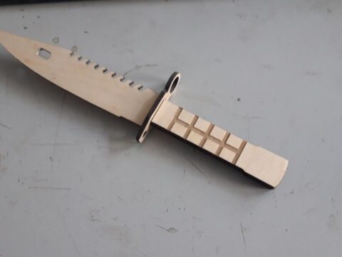 Laser Cut Plywood M9 Bayonet Military Knife Free Vector