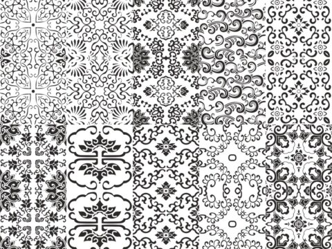 Chinese Patterns Vector Set Free Vector