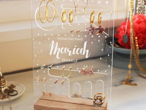 Laser Cut Personalized Earring Holder Jewelry Display Stand PDF File