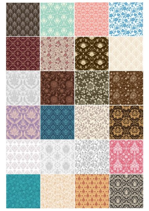 Set of Seamless Elegant Floral Background Vector Free Vector