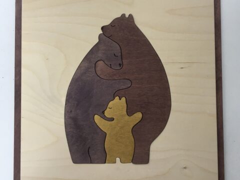Laser Cut Bear Family Wall Art Free Vector