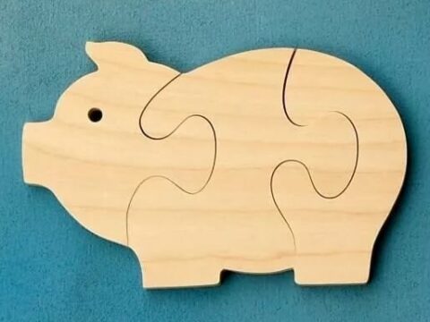 Pig Wooden Jigsaw Puzzle Plan Laser Cutting CNC DWG File