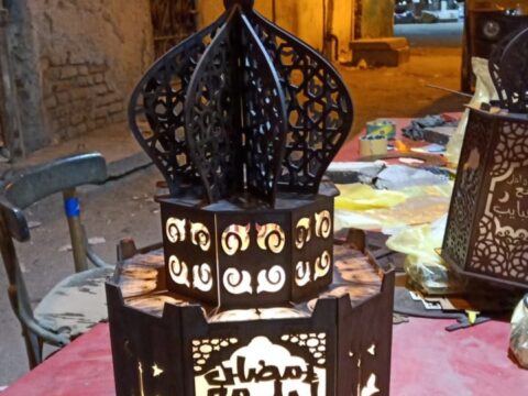 Laser Cut Ramadan Lantern Mosque Free Vector