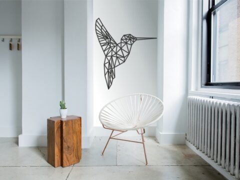 Laser Cut Hummingbird Geometric Polygonal Modern Wall Art Free Vector