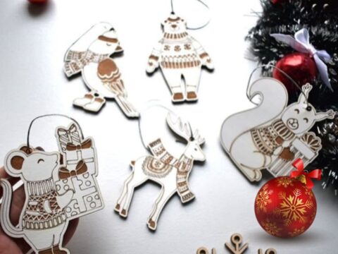 Laser Cut Animal Christmas Ornaments Free Vector