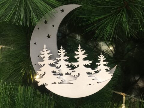 Laser Cut Moon Christmas Decoration Free Vector