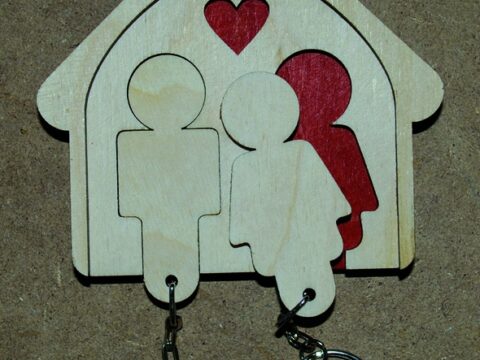 Laser Cut His And Hers Key Holder Wall Mount Key Chain Holder Gift For Couples Free Vector