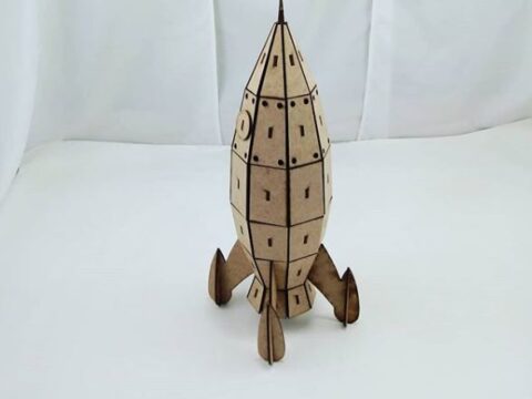 Laser Cut Wooden Rocket Spaceship Toy 3mm Free Vector