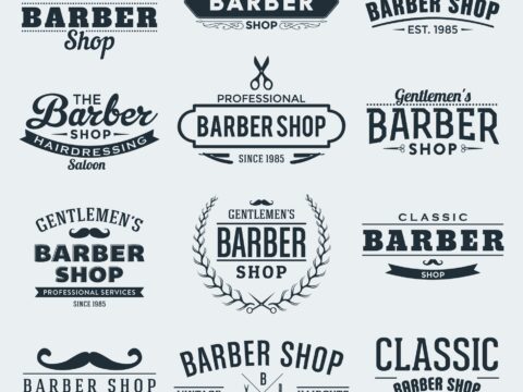 Barber Shop Stickers Free Vector
