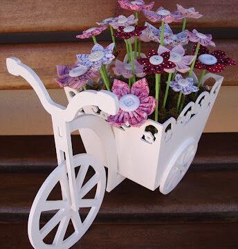 Laser Cut Bicycle with Flower Box 3mm Free Vector