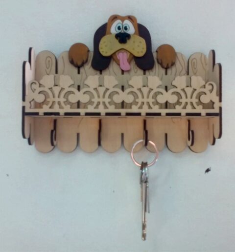 Laser Cut Key Hanger Dog 3mm Free Vector