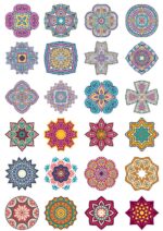 Mandala Flower Doodle Ornaments Set Free Vector