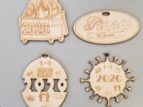 Laser Cut 2020 Themed Christmas Ornaments Free Vector