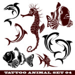 Tattoo Animal Vector Set Free Vector