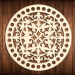 Laser Cut Flower Bottom Circle Wooden Base For Crochet Basket DXF File