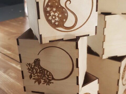 Laser Cut Engraved New Year Decorative Wooden Boxes Free Vector