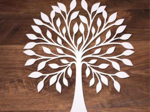 Laser Cut Wooden Tree Wall Decoration Free Vector
