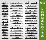 40 Landscapes Silhouettes Free Vector