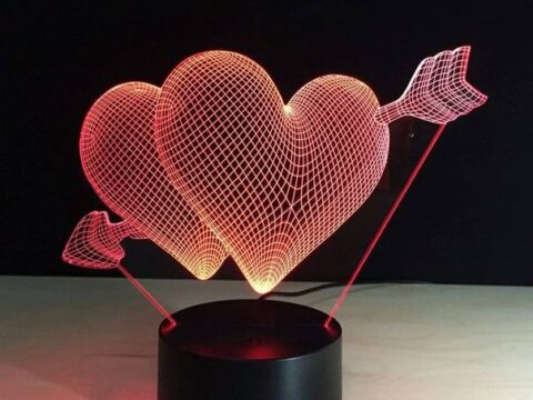Heart 3D LED Night Light Free Vector